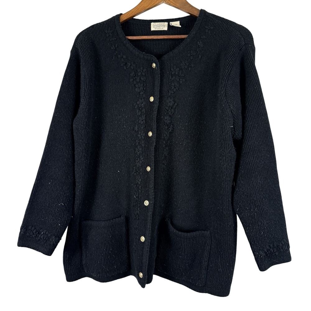 Classic Elements Black Button Front Cardigan Swea… - image 1